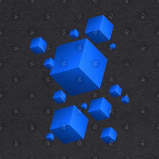 Floating Cubes Blue by Studio DAVE